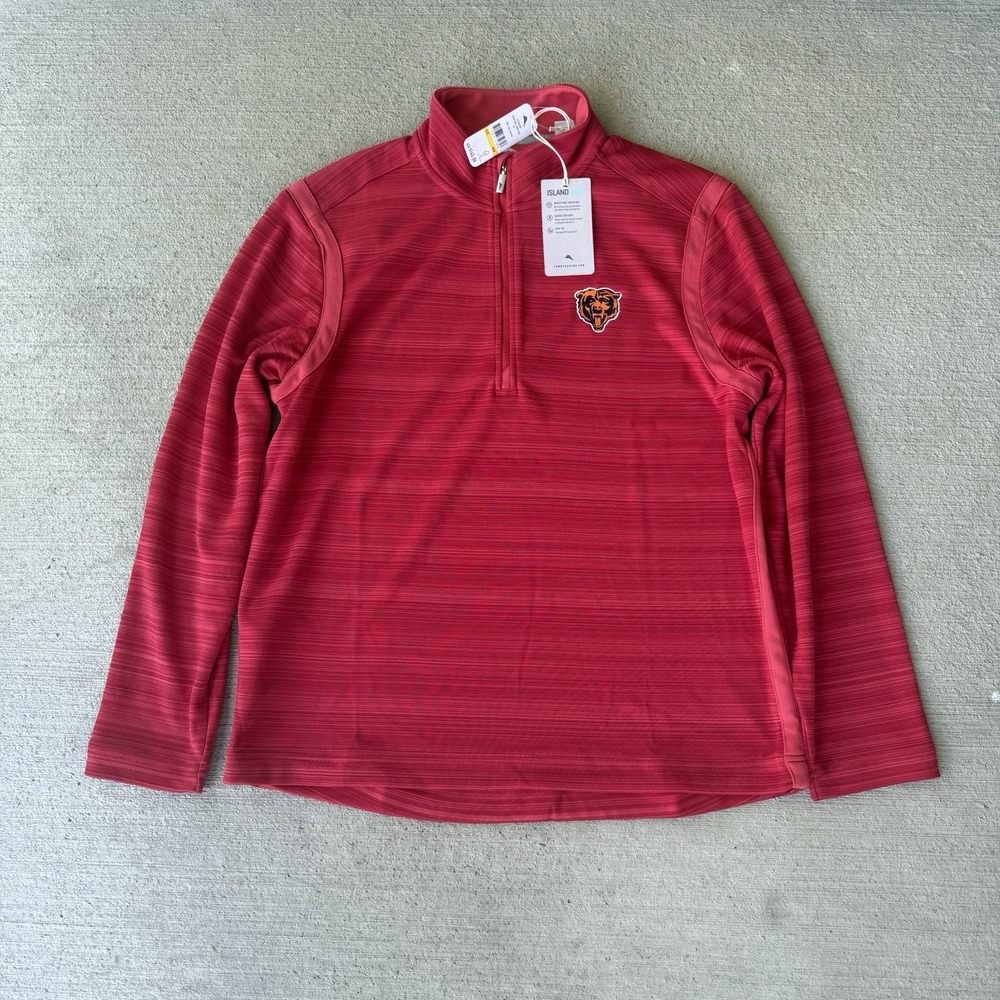 Tommy Bahama Chicago Bears Half Zip Pullover‎ Men's M Red Tidal Stripe NWT